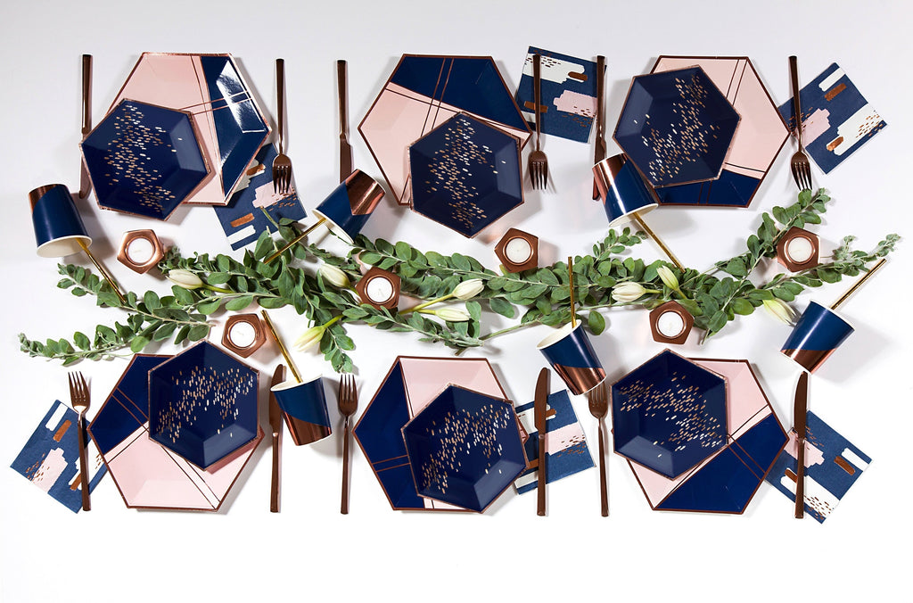 Blush Pink & Navy Large Party Plates