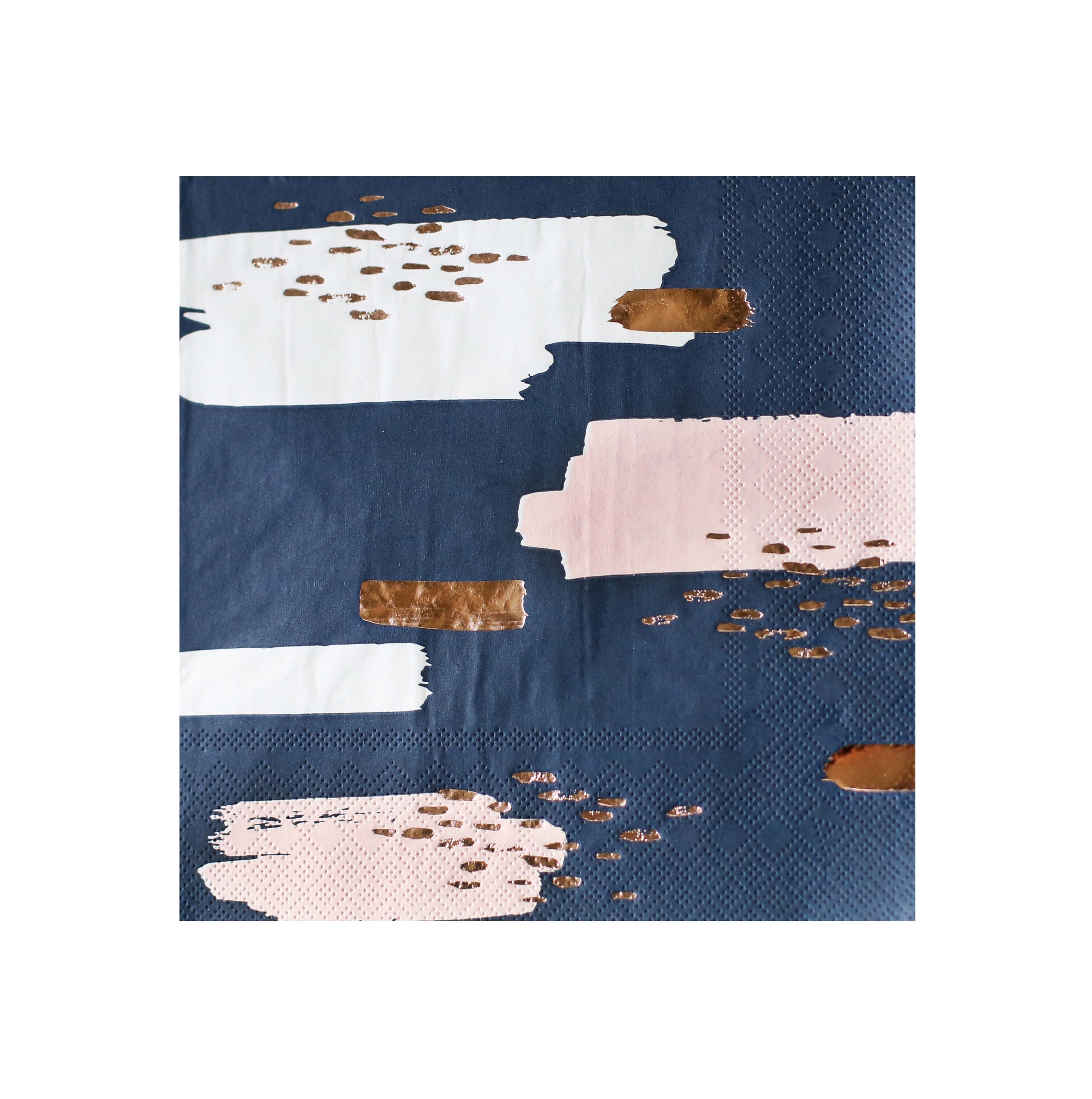 Navy & Blush Pink Napkins - Lunch Napkin Size