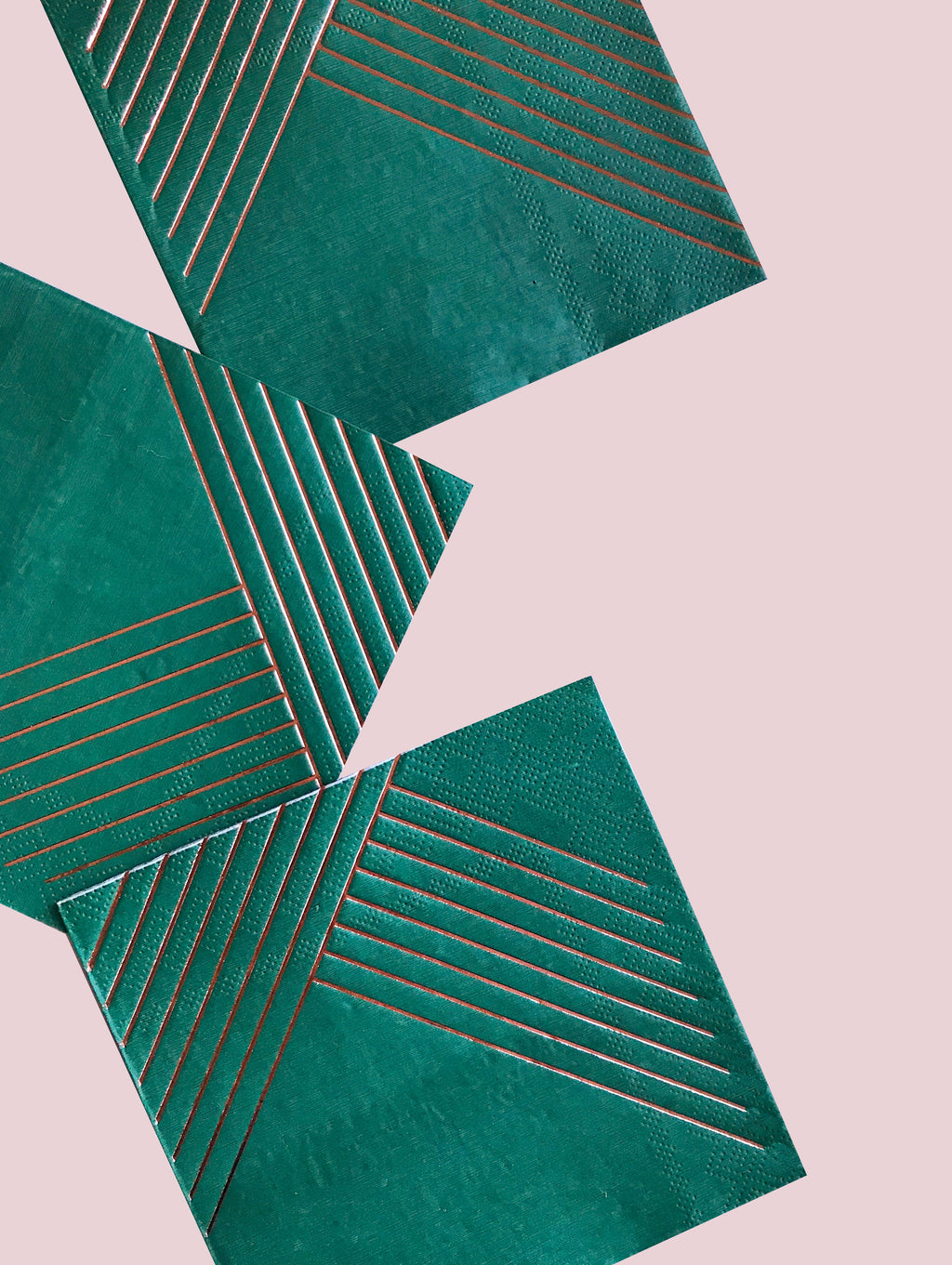 Manhattan - Dark Green Striped Cocktail Paper Napkins