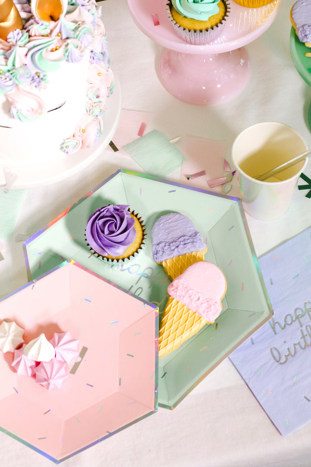 Sprinkles - Pastel Small Paper Plates (Multi-Color Pack, 18 count)