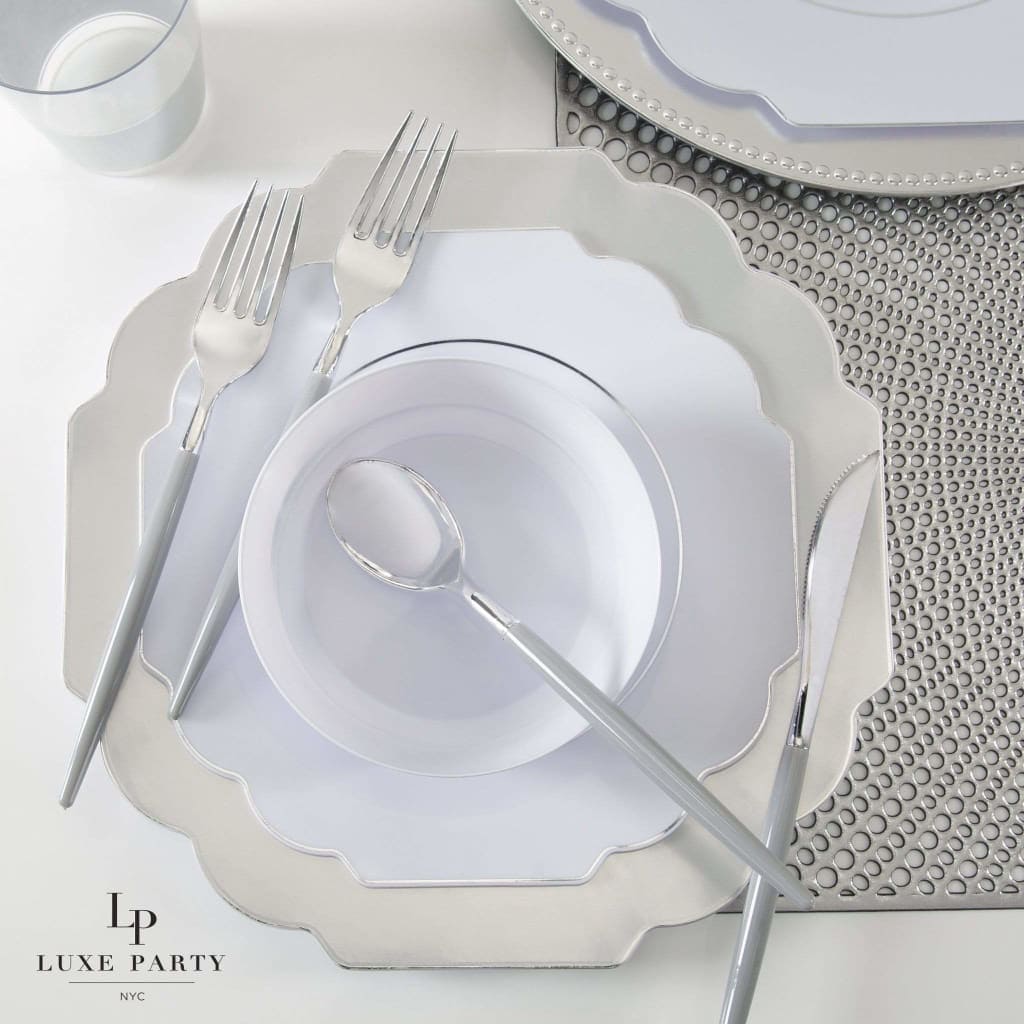 Grey • Silver Plastic Cutlery Set | 32 Pieces