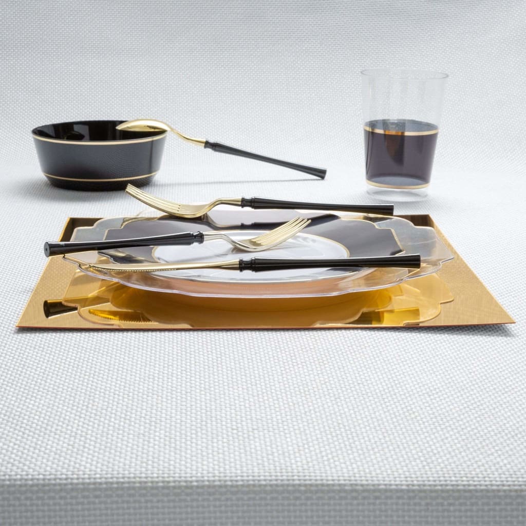 Neo Classic Black • Gold Plastic Cutlery Set | 32 Pieces