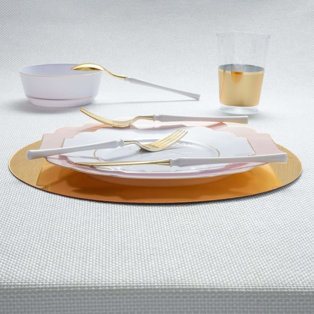 Neo Classic White • Gold Plastic Cutlery Set | 32 Pieces