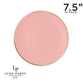 Round Coral and Gold Plastic Plates | 10 Pack